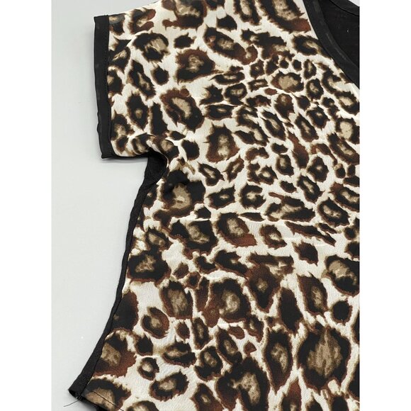 rue 21 short sleeve shirt animal print sheer button down tie waist small READ - Picture 2 of 9